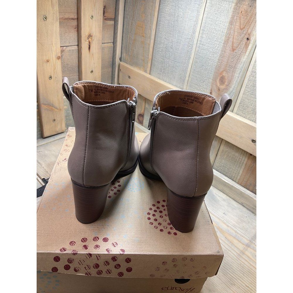 new NIB EuroSoft Grey Taupe Ankle Boots Faux Leather SABIRA US7 7M - Picture 5 of 8